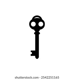 A vector illustration of a key silhouette on a white background.