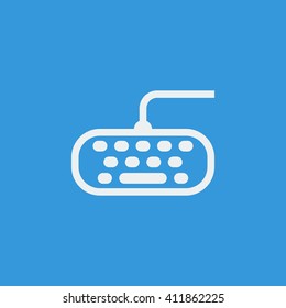 Vector illustration of keyboard sign icon on blue background.