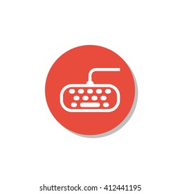 Vector illustration of keyboard sign icon on red circle background.