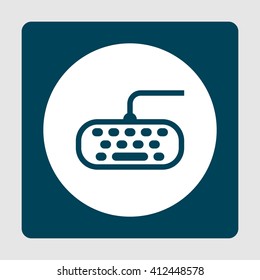 Vector illustration of keyboard sign icon on blue background.
