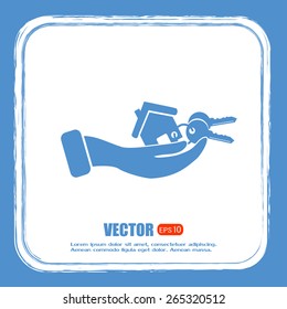 Vector illustration keychain from home 