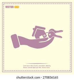 Vector illustration keychain from home 