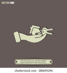 Vector illustration keychain from home 