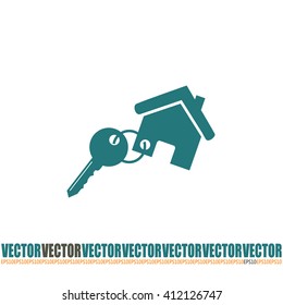 Vector illustration keychain from home 