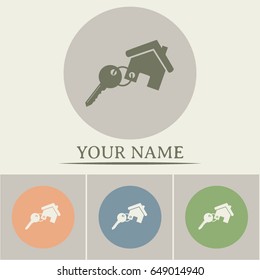 Vector illustration keychain from home 
