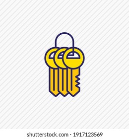Vektorgrafik der farbigen Linie mit dem Keychain-Symbol. Ein schönes Datenelement kann auch als Schlüsselsymbol verwendet werden.