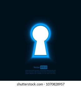 Vector illustration, Keyhole with lighting  