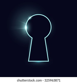 Vector illustration of keyhole silhouette, eps 10. Isolated on black background.