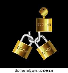 Vector illustration Keys lock and unlock design