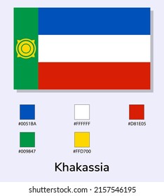 Vector Illustration of Khakassia flag isolated on light blue background. Illustration Khakassia flag with Color Codes. As close as possible to the original. ready to use, easy to edit. 
