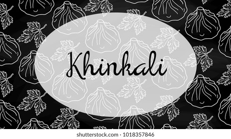 Vector Illustration of Khinkali Dish Chalkboard Sketch Style