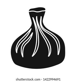 Vector illustration of khinkali and georgian  sign. Collection of khinkali and meat vector icon for stock.