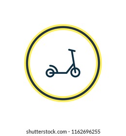 Vector illustration of kick scooter icon line. Beautiful vehicle element also can be used as kick-bike icon element.