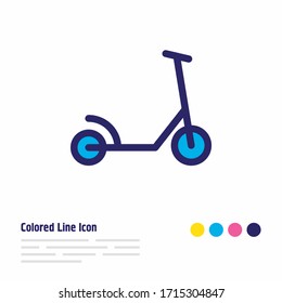 Vector illustration of kick scooter icon colored line. Beautiful transit element also can be used as kick-bike icon element.