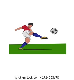 Vector illustration of kicking a ball