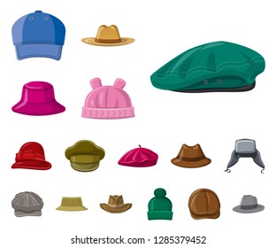 Vector illustration of kid and baby logo. Set of kid and beanie stock vector illustration.