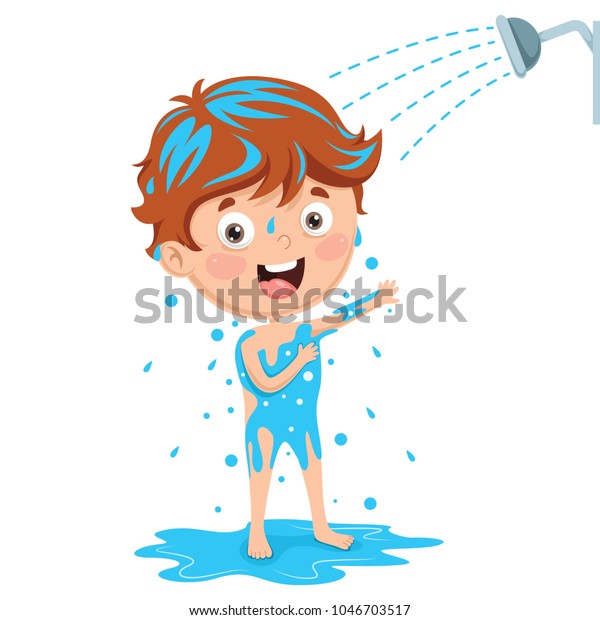 Vector Illustration Kid Bathing Stock Vector (Royalty Free) 1046703517