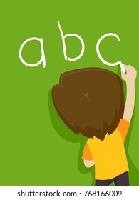 Vector Illustration of a Kid Boy writing ABC on the Blackboard