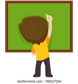 Vector Illustration of a Kid Boy writing on the blank board