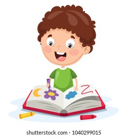  Vector Illustration Of A Kid Coloring Book