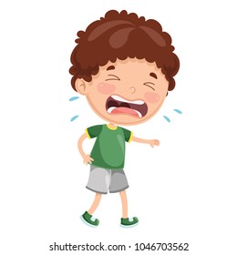 Vector Illustration Of Kid Crying