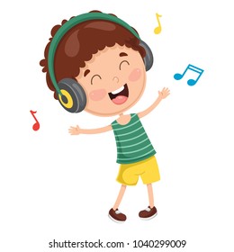 Vector Illustration Of A Kid Dancing