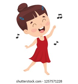 Vector Illustration Of Kid Dancing