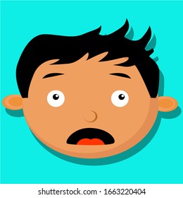 vector illustration of kid with expression in his face, simply for emoticon and clip art ,match nice to your businnes banner brochure, flyer,banner and poster