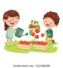 Vector Illustration Of Kid Farmer