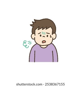Ilustración vectorial de niño sintiéndose enfermo