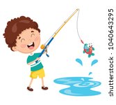 Vector Illustration Of A Kid Fishing