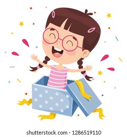 Vector Illustration Of Kid Gift Box