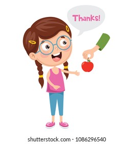 Vector Illustration Of Kid Give Thanks