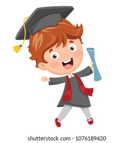 Vector Illustration Kid Graduating Stock Vector (Royalty Free ...