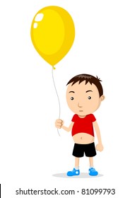 Vector illustration of a kid holding a balloon