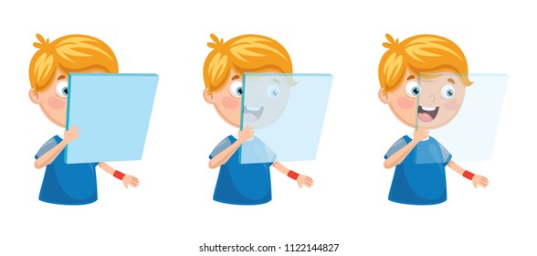 Vector Illustration Of Kid Holding Glass