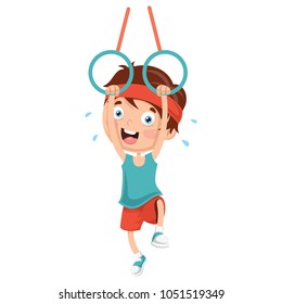 Vector Illustration Of Kid Making Athletics