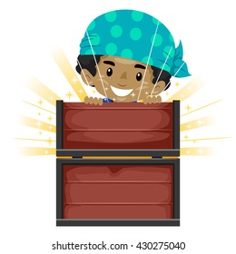 Vector Illustration of Kid opening Treasure Chest