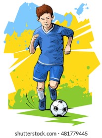 Vector Illustration Kid Playing Football 260nw 481779445 