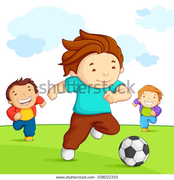 Vector Illustration Kid Playing Soccer Playground Stock Vector (Royalty ...