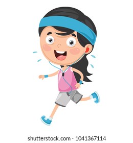 Vector Illustration Of Kid Running