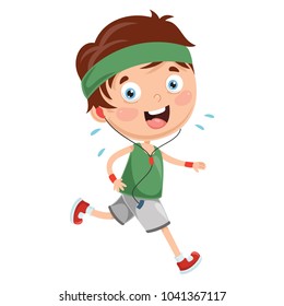 Vector Illustration Of Kid Running