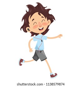 Vector Illustration Of Kid Running