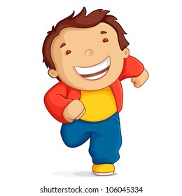 vector illustration of kid running against white background