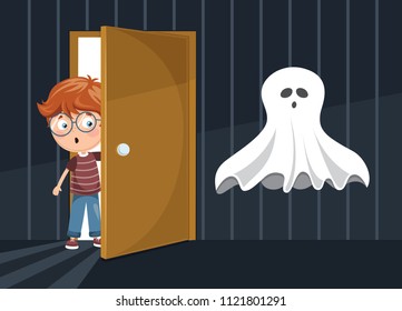 Vector Illustration Of Kid Scaring