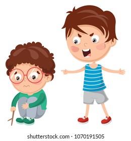 Vector Illustration Of Kid Shouting His Friend