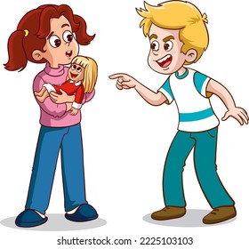 Vector Illustration Of Kid Shouting His Friend