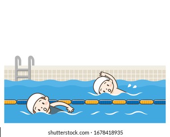 Ilustración Vectorial De Natación Infantil