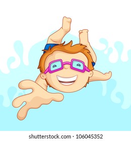 vector illustration of kid in swimming pool