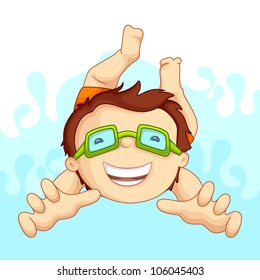 vector illustration of kid in swimming pool